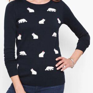 Talbots Mini Polar Bear Pullover Navy Sweater-‎ Women's Size Small